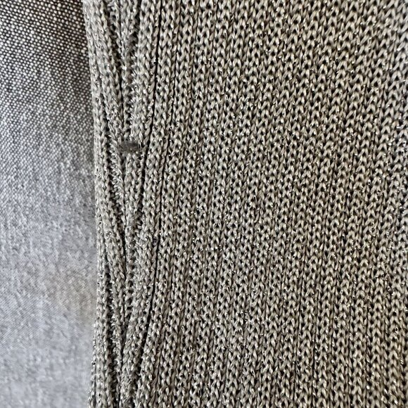 90s Vintage Gap Silver Metallic V Neck Button Up Ribbed Knit Cardigan Size M - Picture 9 of 14